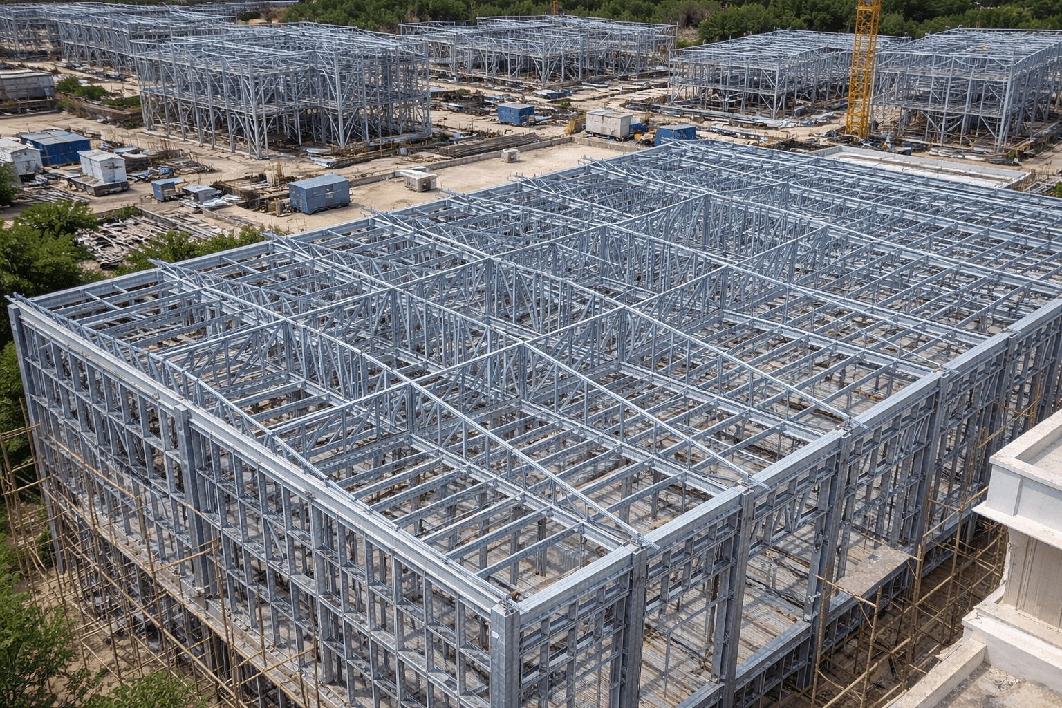 Hafif çelik yapı sistemleri ile inşa edilen çok katlı çelik konstrüksiyon bina