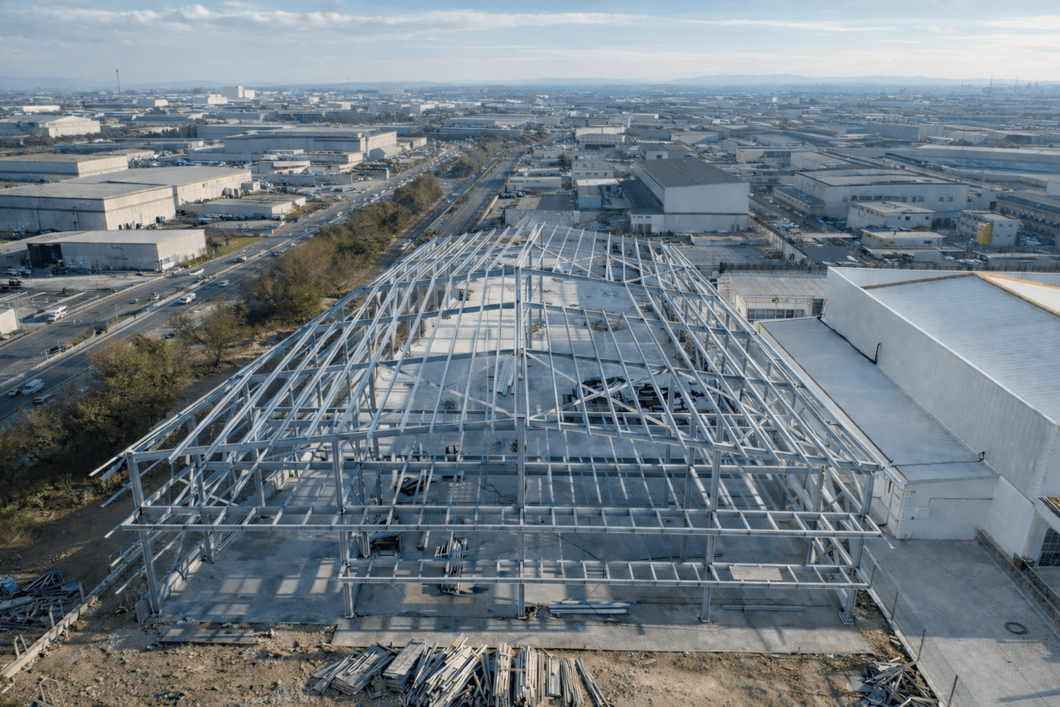 Fabrika çelik yapı sistemi – endüstriyel çelik konstrüksiyon proje uygulaması