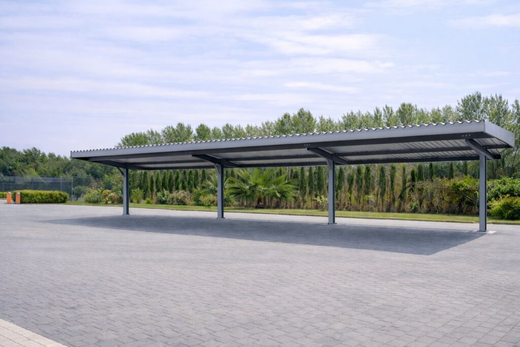 açık alan araç parkı için çelik otopark sundurma sistemi galvaniz sundurma