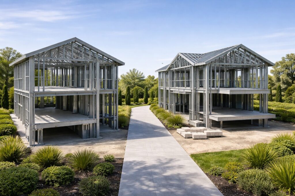 tek katlı çelik villa konut projesi modern çelik ev yapısı