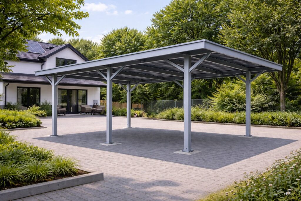 açık otopark için çelik araç sundurma sistemi galvaniz otopark sundurması