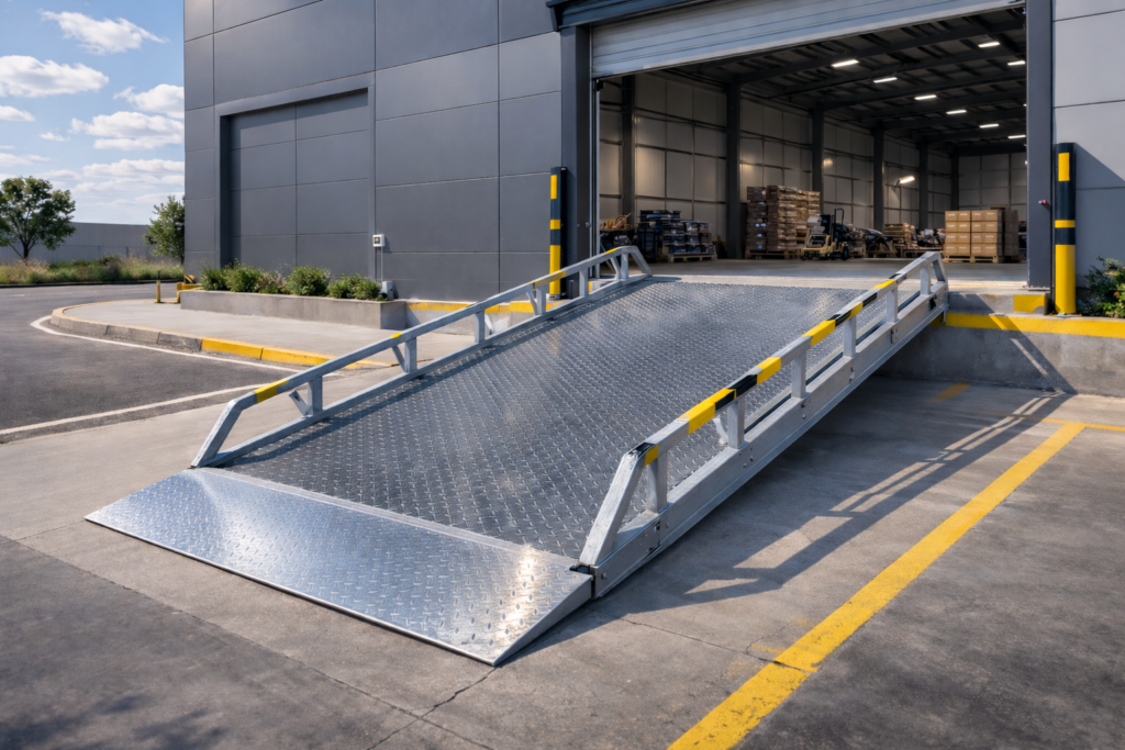 çelik yükleme rampası sistemi depo ve lojistik alanları için galvanizli rampa çözümü