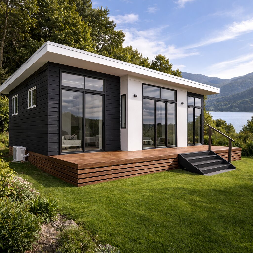 modern prefabrik ev yapısı tek katlı prefabrik konut örneği