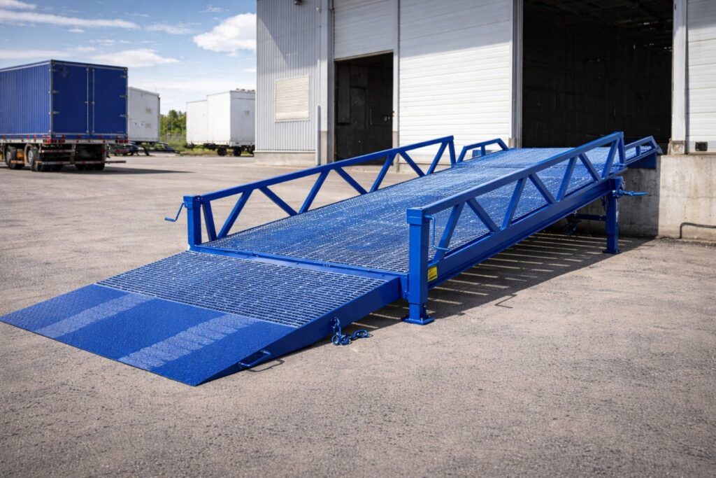 Galvanizli çelik yükleme rampası sistemi depo ve fabrika girişleri için forklift rampası