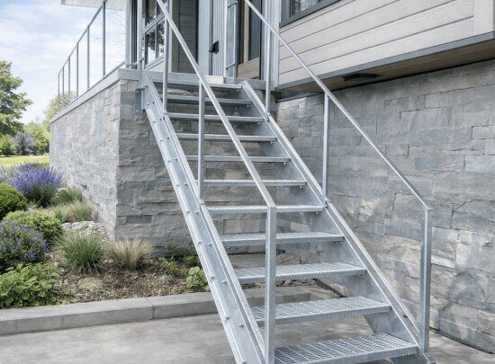 Dış mekan kullanımı için galvanizli çelik merdiven sistemi