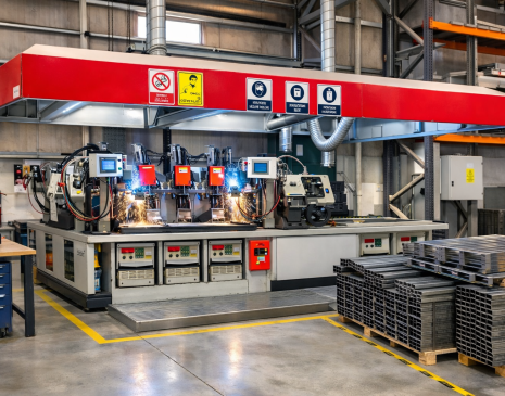 CNC kontrollü otomatik kaynak makinesi ile çelik konstrüksiyon raf ve profil üretimi