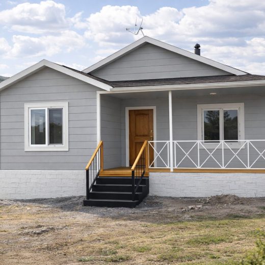 tek katlı prefabrik ev modeli gri cepheli prefabrik yapı