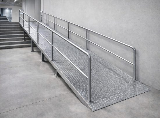 forklift ve yük taşıma araçları için galvanizli çelik rampa sistemi depo içi geçiş uygulaması