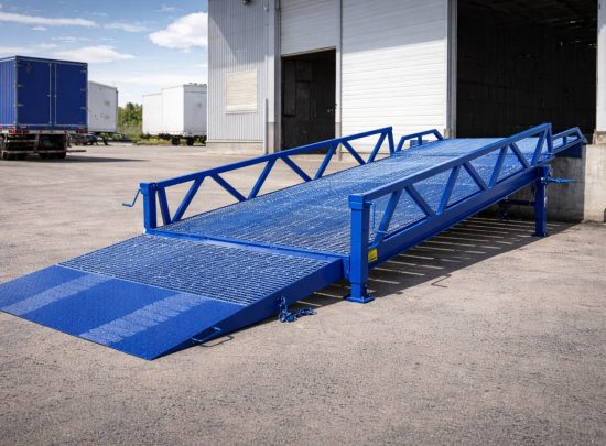 Galvanizli çelik yükleme rampası sistemi depo ve fabrika girişleri için forklift rampası