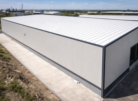 Sandviç panel çatı ve cephe kaplama sistemi, depo ve endüstriyel yapılar için ısı yalıtımlı dış kaplama uygulaması