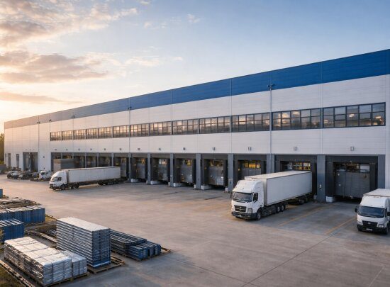 Çelik sevkiyat ve depo yükleme alanı projesi kapsamında inşa edilen lojistik tesis yükleme rampası