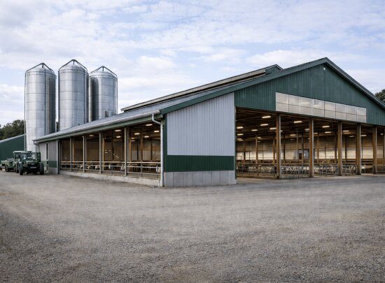 Tarım ve hayvancılık faaliyetleri için inşa edilen modern çelik yapı çiftlik tesisi